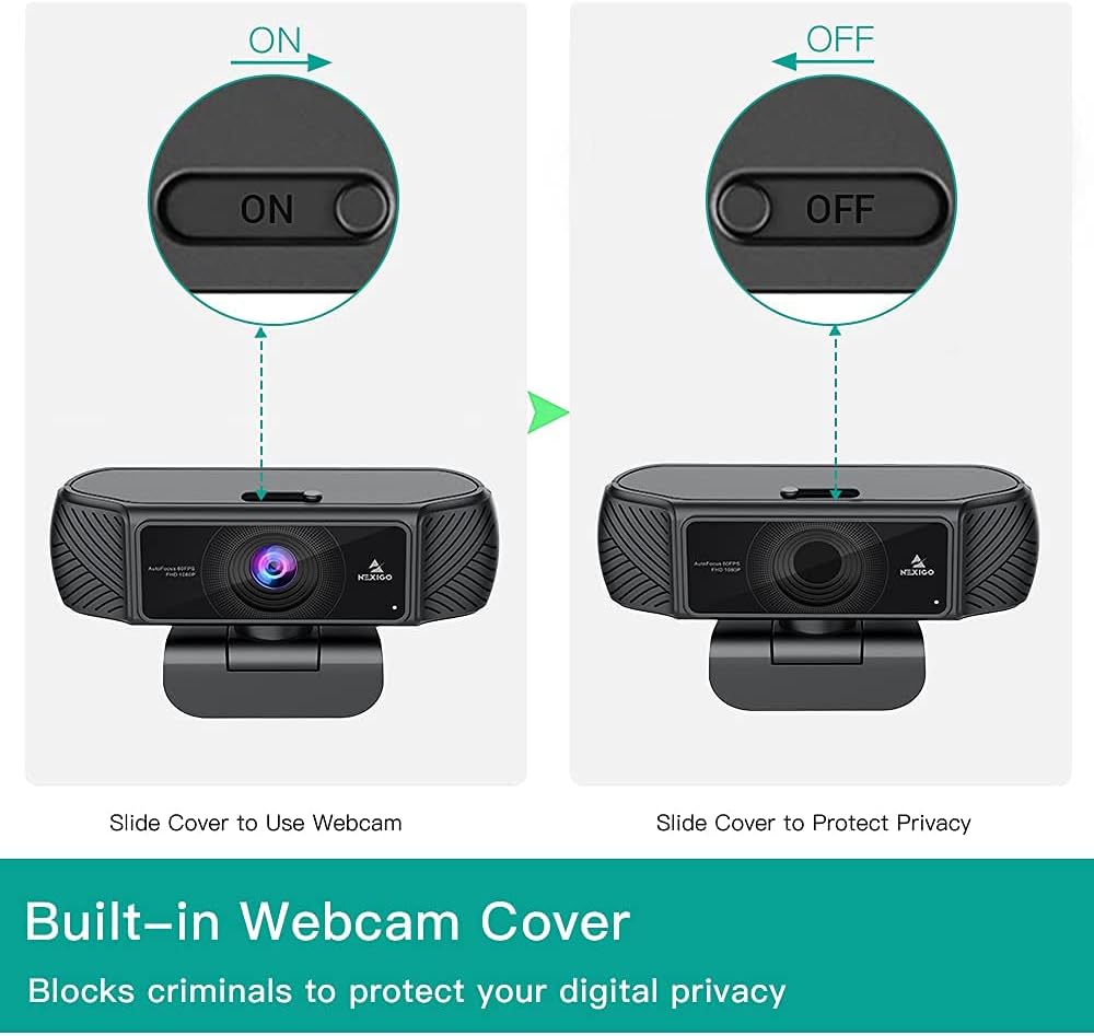 NexiGo N680 1080P Business Webcam with Microphone, Software and Privacy Cover, AutoFocus, Streaming USB Web Camera, for Online Class, Zoom Meeting Skype Facetime Teams, PC Mac Laptop Desktop