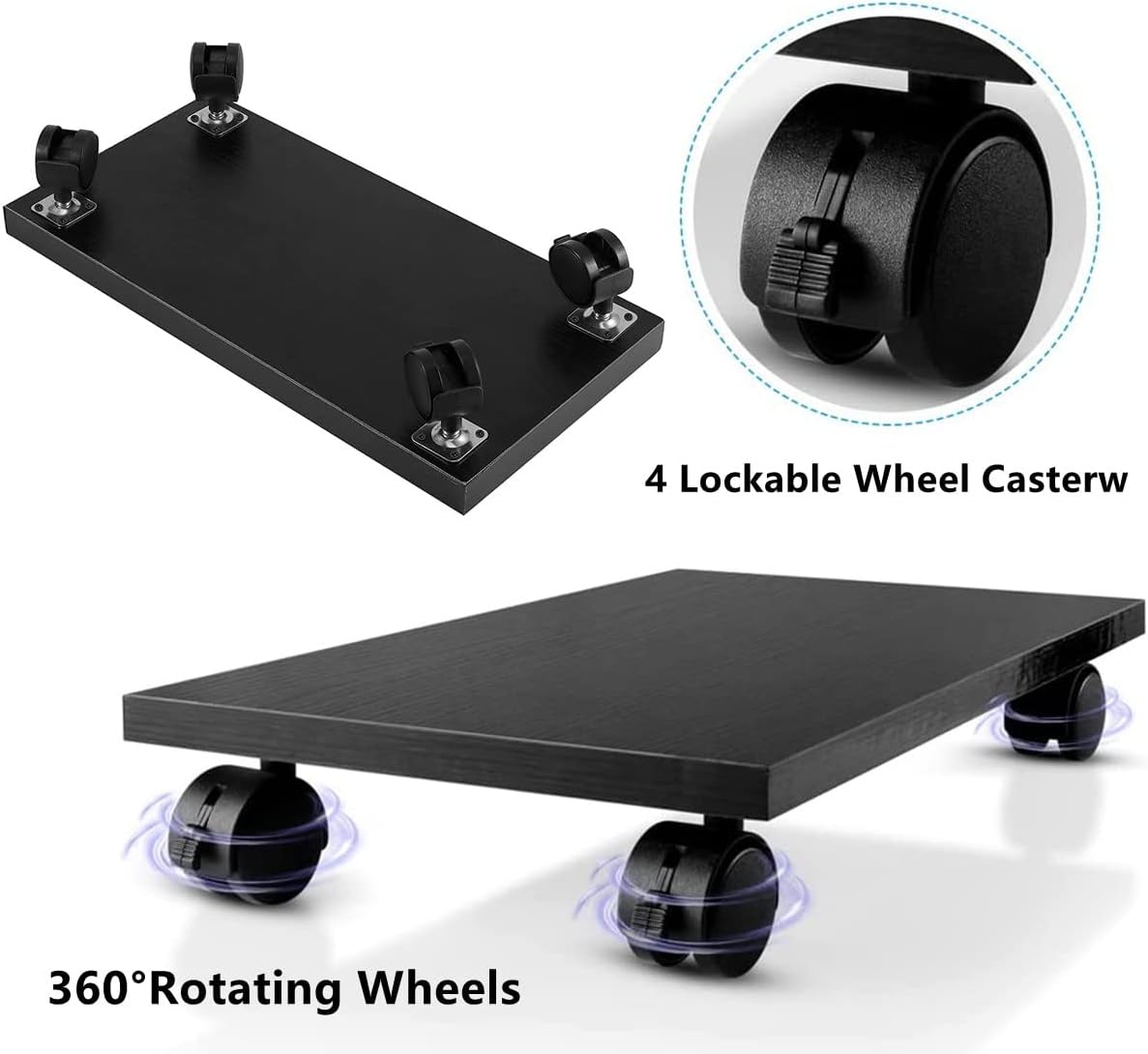 PC Stand for Floor Computer Tower Stand Cart Floor PC Stand CPU Holder with 4 Caster Wheels Under Desk,NO Assemble (Black)