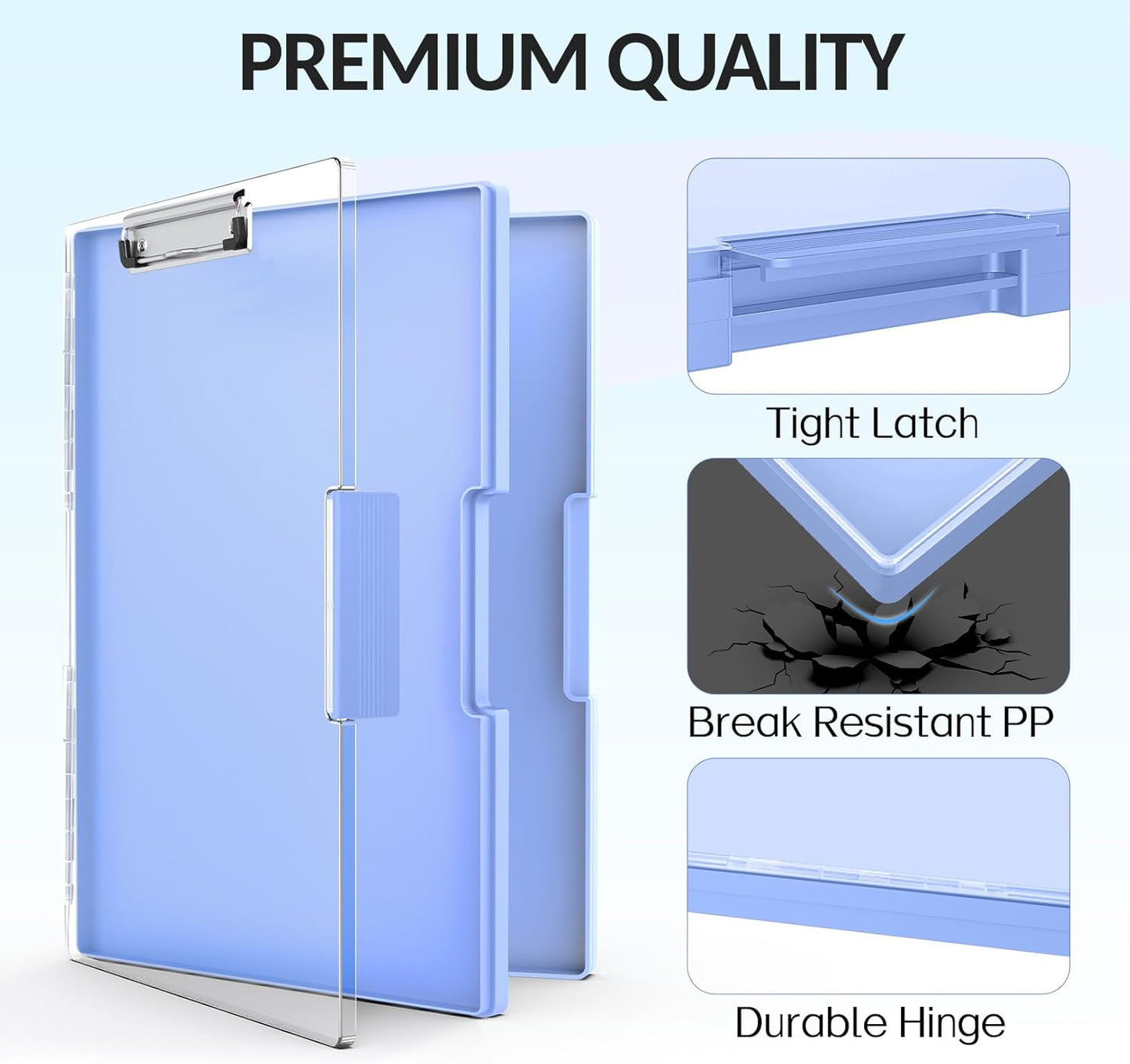 Sooez Clipboard with Storage, Heavy Duty Cleaview Clip Boards 8.5x11 with Dual Storage, Dry Erase Plastic Nursing Clipboard, High Capacity Clipboards Folder for Teacher Nurse, School & Office Supplies