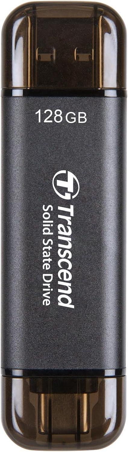Transcend 128GB External SSD, Up to 1,050MB/s, Dual USB Flash Drive for iPhone&iPad&Mac, Windows&Android, Tablet&PC, Smart TV, USB 3.2 Gen 2 Thumb Drive Photo Stick, 2-in-1 Type C &Type A Memory Stick