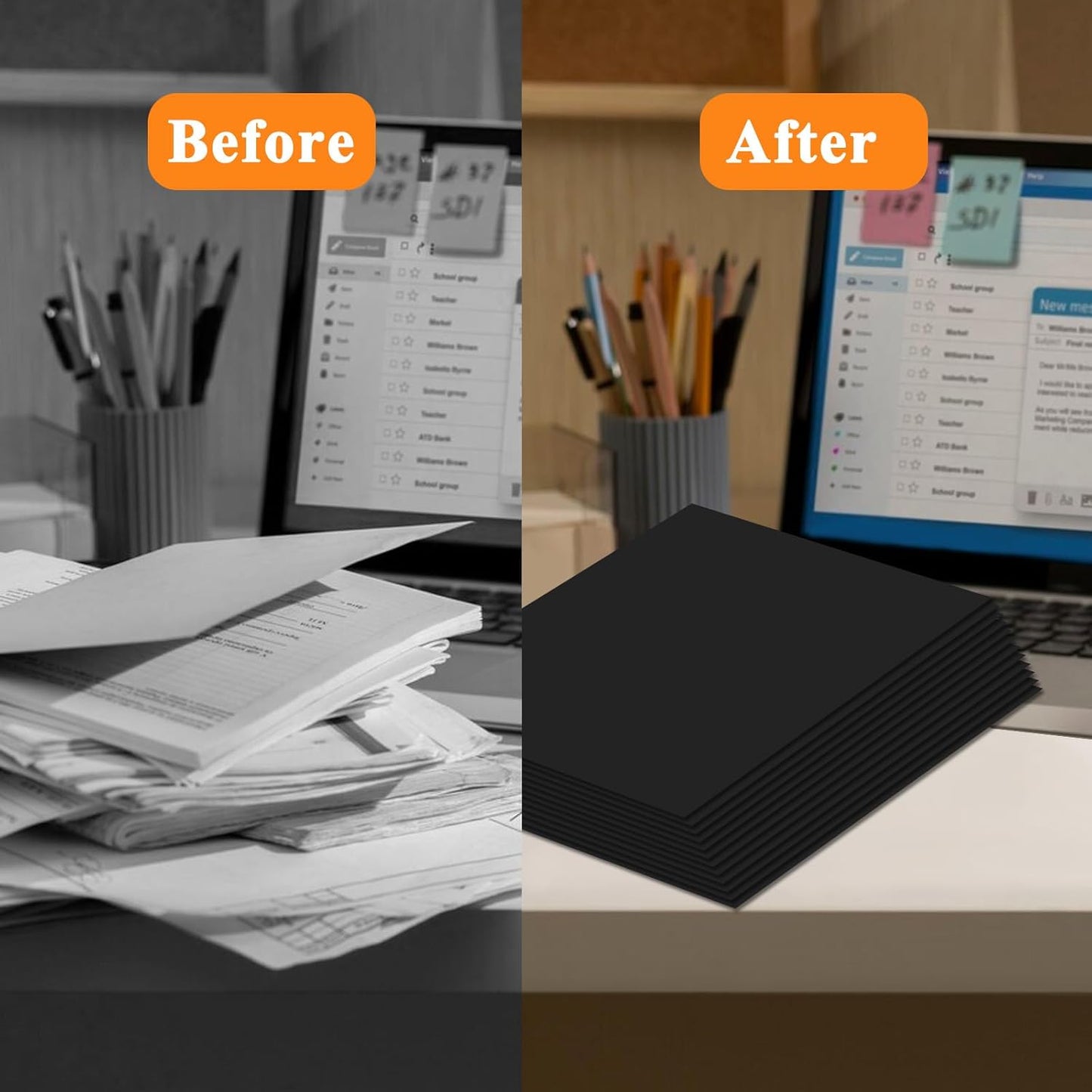 100Pcs Black Two-Pocket Heavyweight File Folder,Letter Size,Paper File Folder for School Office Home Bussines