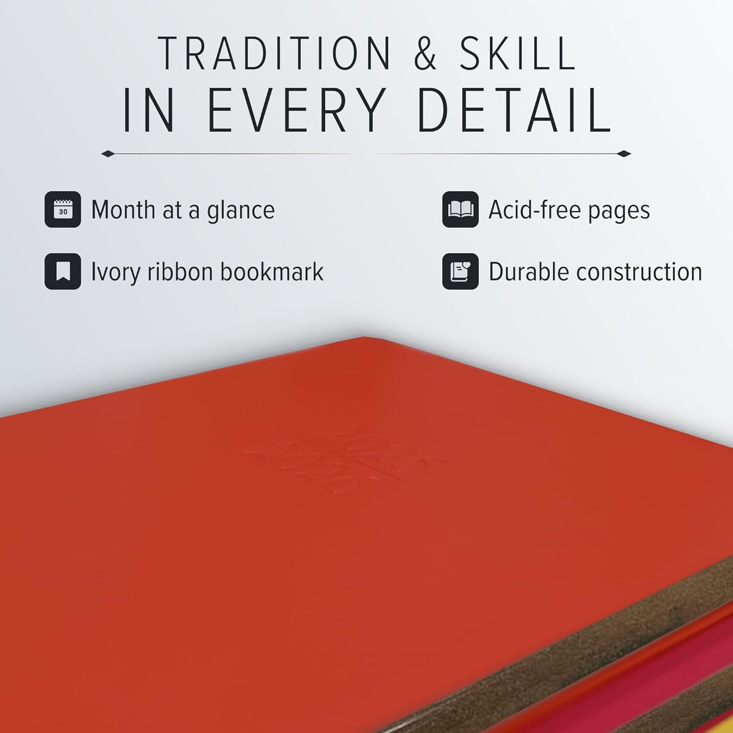 Gallery Leather Academic Planner 2025-2026, Teacher and Student Weekly Monthly Planner, Elegantly Bound Calendar with Gold-Gilded Page Edges, 18 Months - Floral Latte - 9x7"