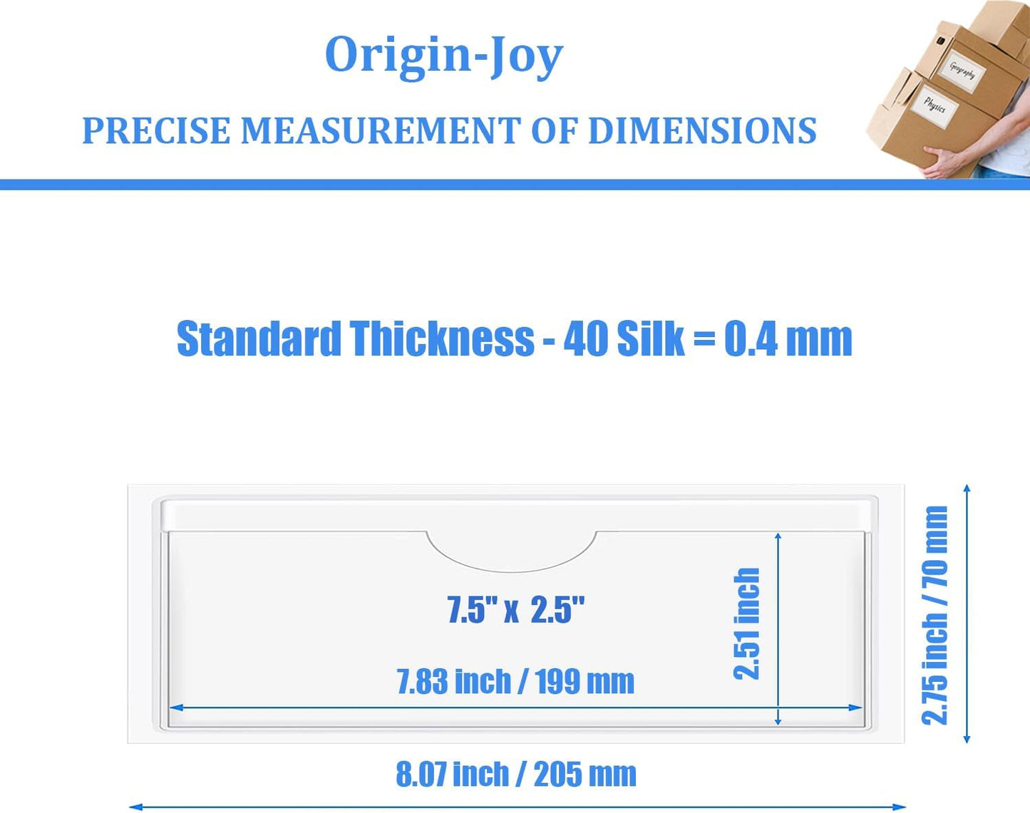 Origin-Joy 35 PCS Self Adhesive Index Card Pockets with Top Open, Clear Plastic Label Holder for Cards of Note, Library and Business, Adhesive Label Pockets & Card Holder (7.5 x 2.5 inch)
