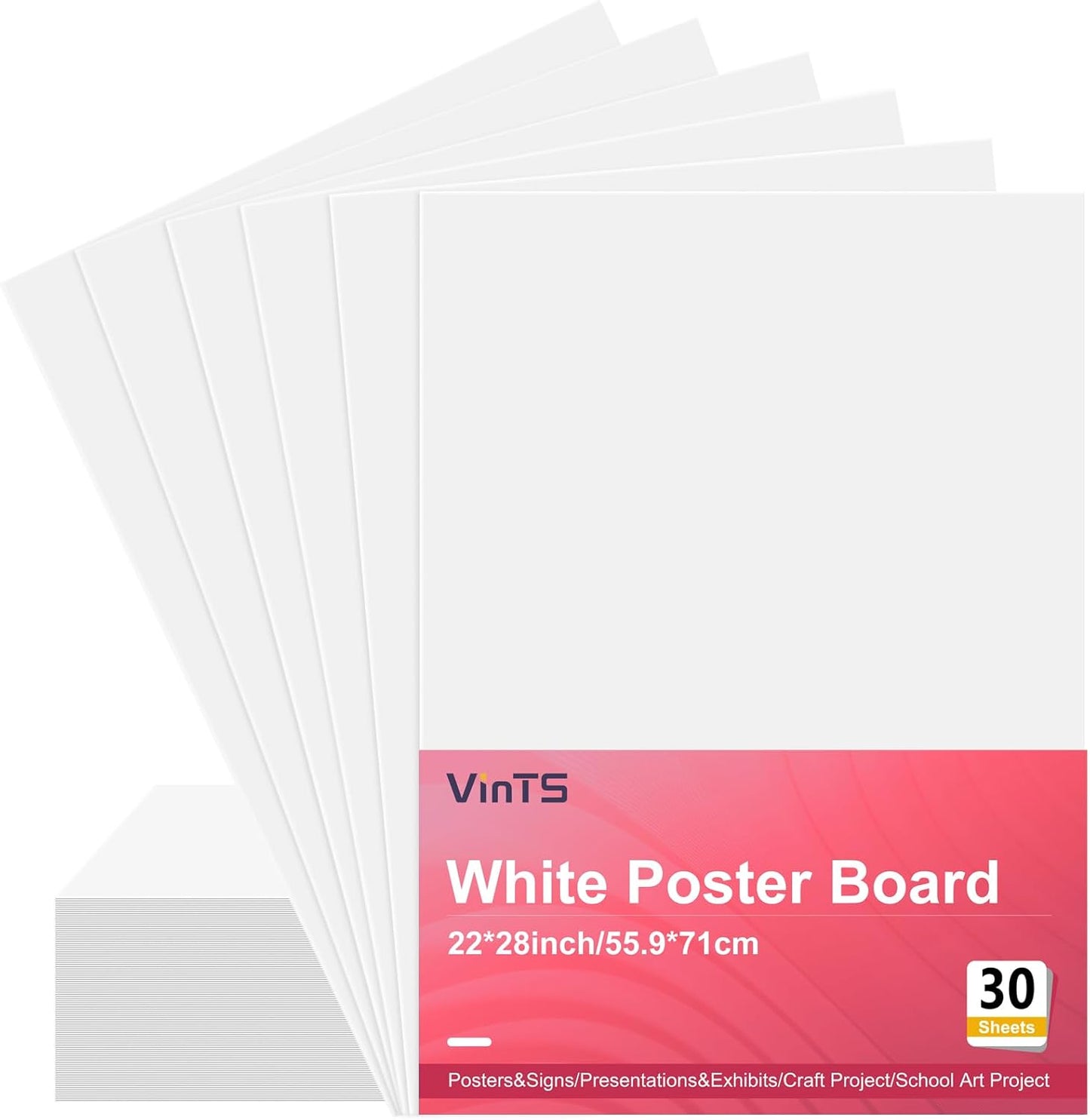 30Pcs VinTS 22x28 White Poster Board, 2 Side Glossy & Matte Thickness Poster Board Bulk for Vision, Science Fair, School Arts (Pack of 30)