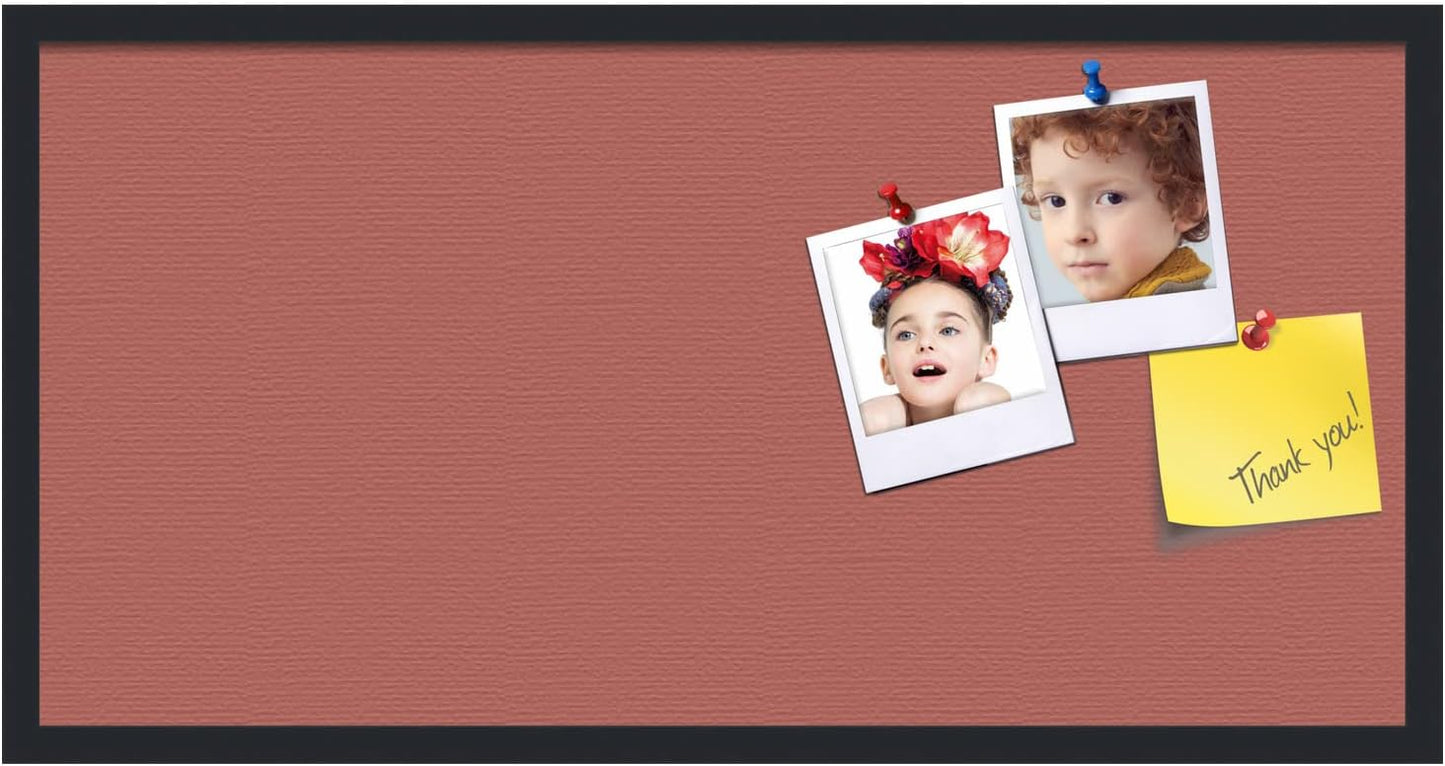 PinPix 36x18 Inch Cork Bulletin Board. This Decorative Framed Pin Board Comes with Crimson Pastel Design and a Satin Black Frame. Ideal for Home Office Decor or Message Board (PinPix-1807)