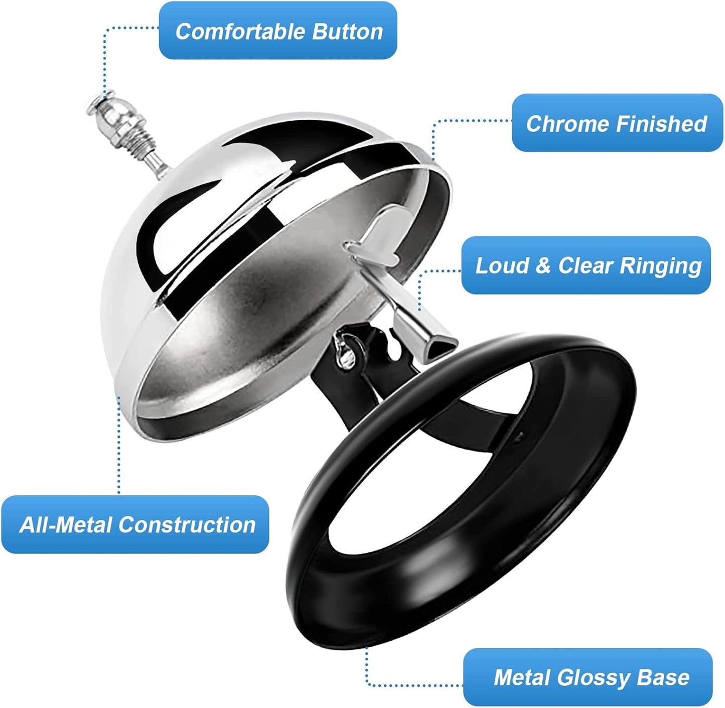 Yexiya 6 Pack Call Bell 3.35 Inch Diameter with Metal Anti-Rust Construction Service Bell for Hotels, Schools, Restaurants, Reception Areas, Hospitals, Warehouses