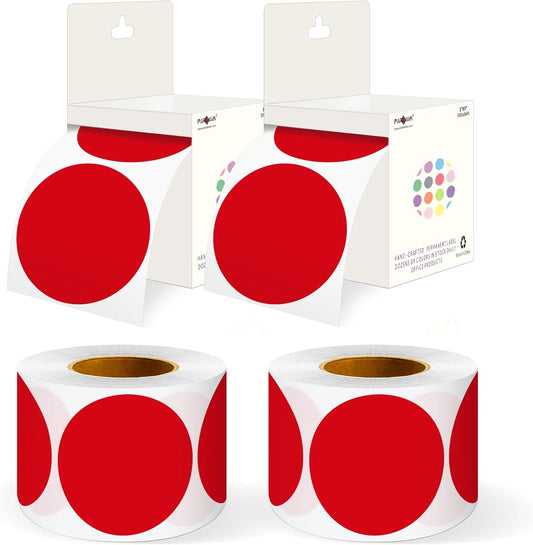 PARLAIM 3" Diameter Round Red Color Coding Sticker, 4 Rolls 2000PCS Circle Dot Label,Permanent for Inventory Box Labeling