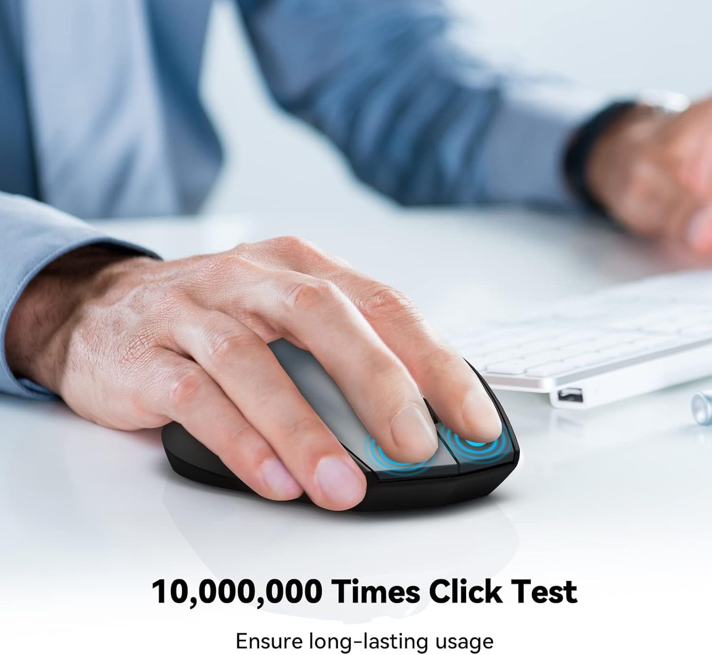 TECKNET Bluetooth Mouse, 4800 DPI Wireless Mouse, 2-Year Battery 6 Adjustable DPI, 6 Buttons Compatible with Laptop/Windows/Computer - Grey