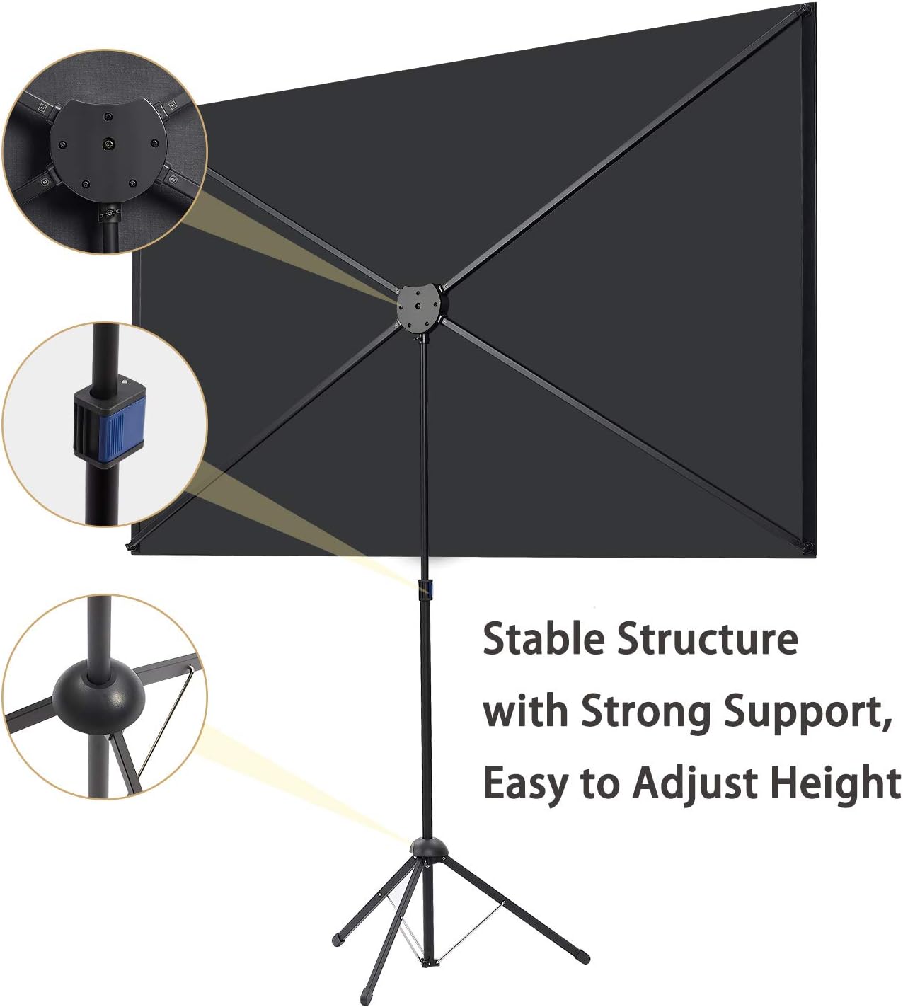 Projector Screen with Stand, Portable Projector Screen and Stand, 60 Inch 16:9, Outdoor Projection Screen, Aluminium Frame, Lightweight and Compact, Easy Setup, Idea for Home Cinema, Backyard Party.