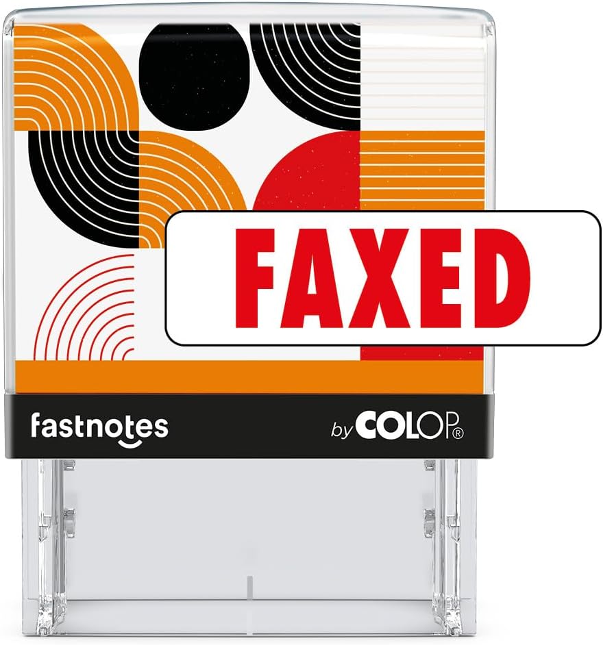 Fastnotes FAXED Self-Inking Rubber Stamp by COLOP - Great for Office Documents, Notary, Warehouse, Accounting Paperwork, Business, and Legal Documentation - Red Ink (FAXED- Red)