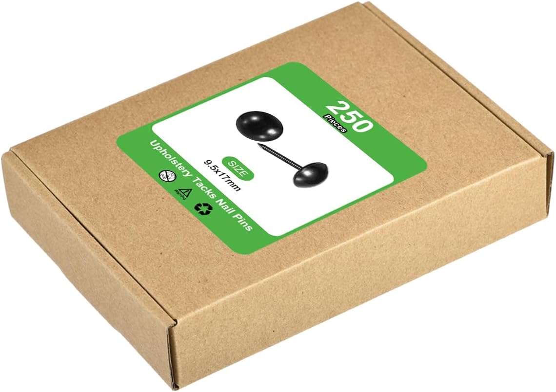 uxcell Upholstery Tacks Nail Pins Furniture, 250Pcs 9.5x17mm Thumb Tack Pins Assortment Kit Carbon Steel for Home Sofa DIY Decorative Nail Heads Nails, Black