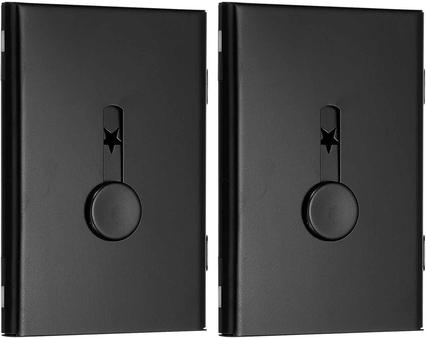 PATIKIL 2 Pcs Business Card Holder, Thumb Drive Business Card Holder Portable Business Card Holders Alloy Slide Out Card Case for Business Meeting, Black