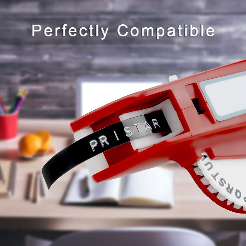 Pristar Replacement Embossing Label Tape Compatible for DYMO Embossing Xpress Label Maker, 3D Plastic Labels Self-Adhesive Black/Pink/Yellow/Lake Blue/Lake Green, 3/8 Inch x 9.8 Feet, 10-Pack