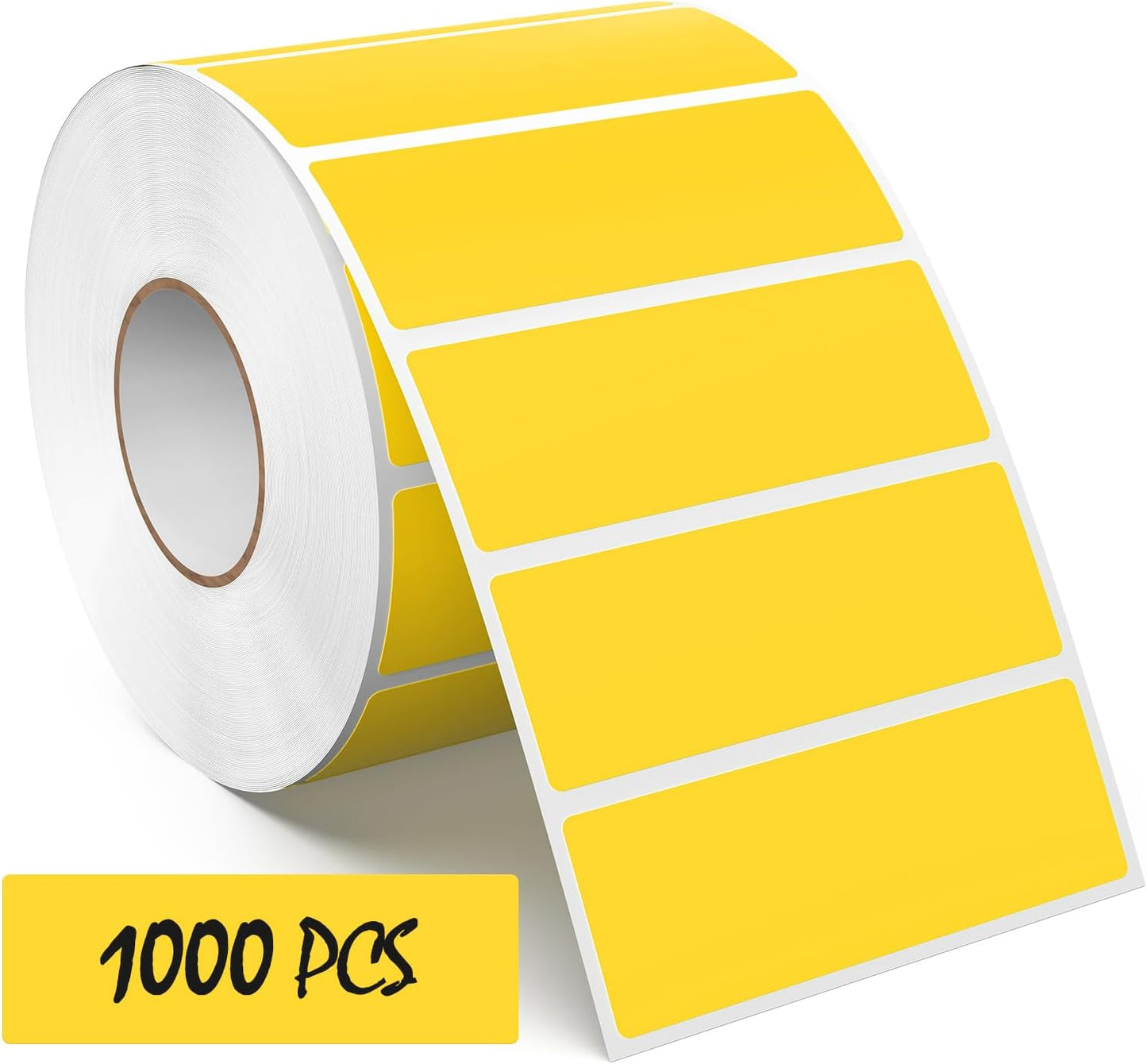 3 × 1 Inches Yellow Rectangle Color Coding Labels 1000 PCS, Self-Adhesive Writable Waterproof Vinyl Blank Sticker Roll for Office Home School Business