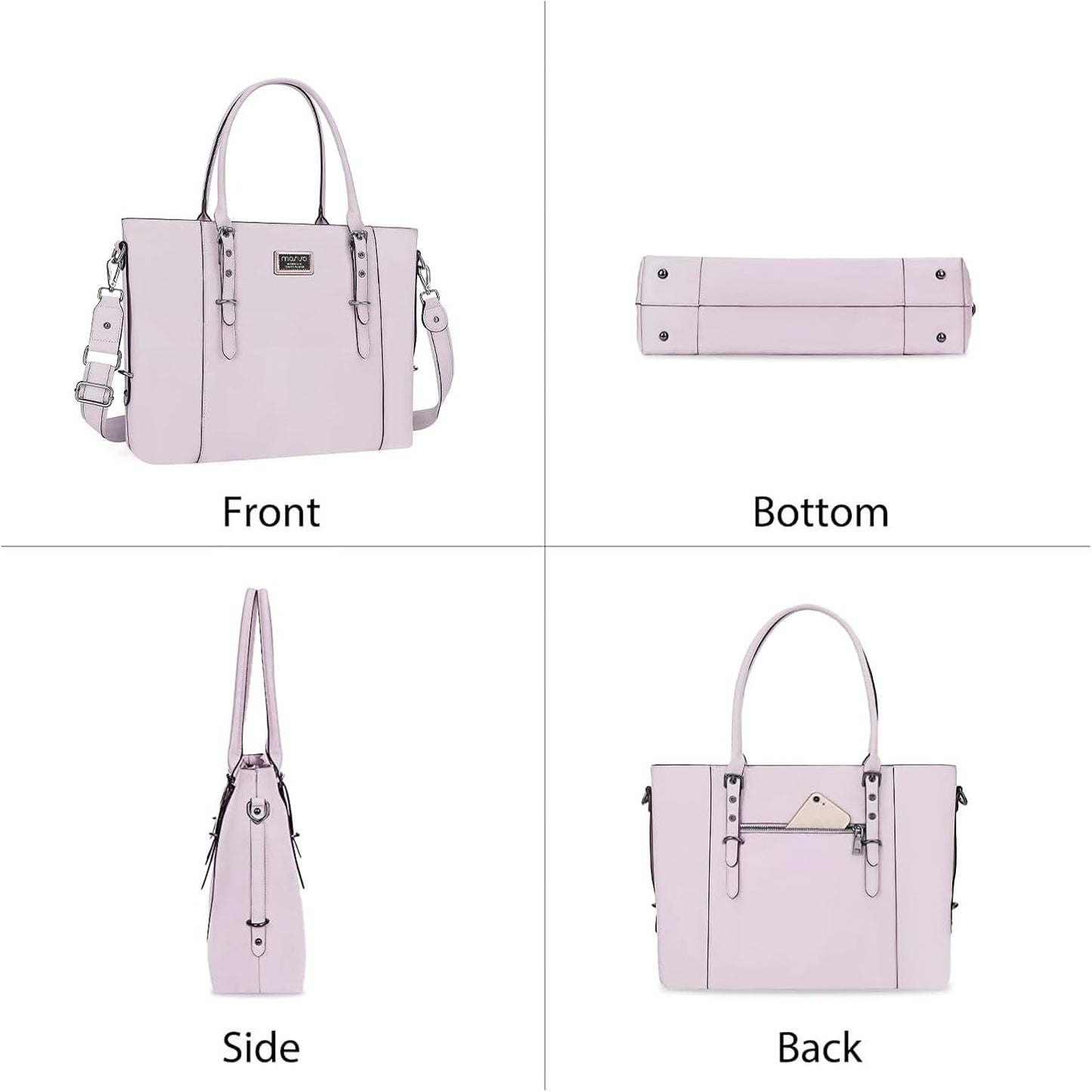 MOSISO PU Leather Laptop Tote Bag for Women, Waterproof Large Capacity Business Work Briefcase Shoulder Laptop Bag