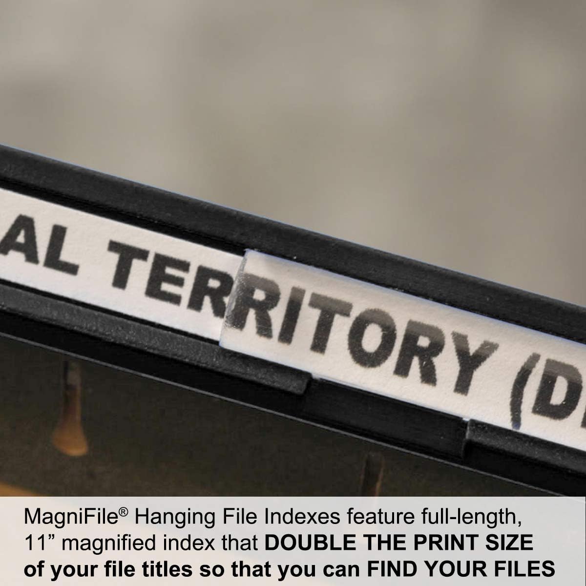 Ultimate Office MagniFile Insertable Hanging File Folder Tabs. Indexes That Double The Size of Your File Titles to Find Files Fast! (Set of 20), Black