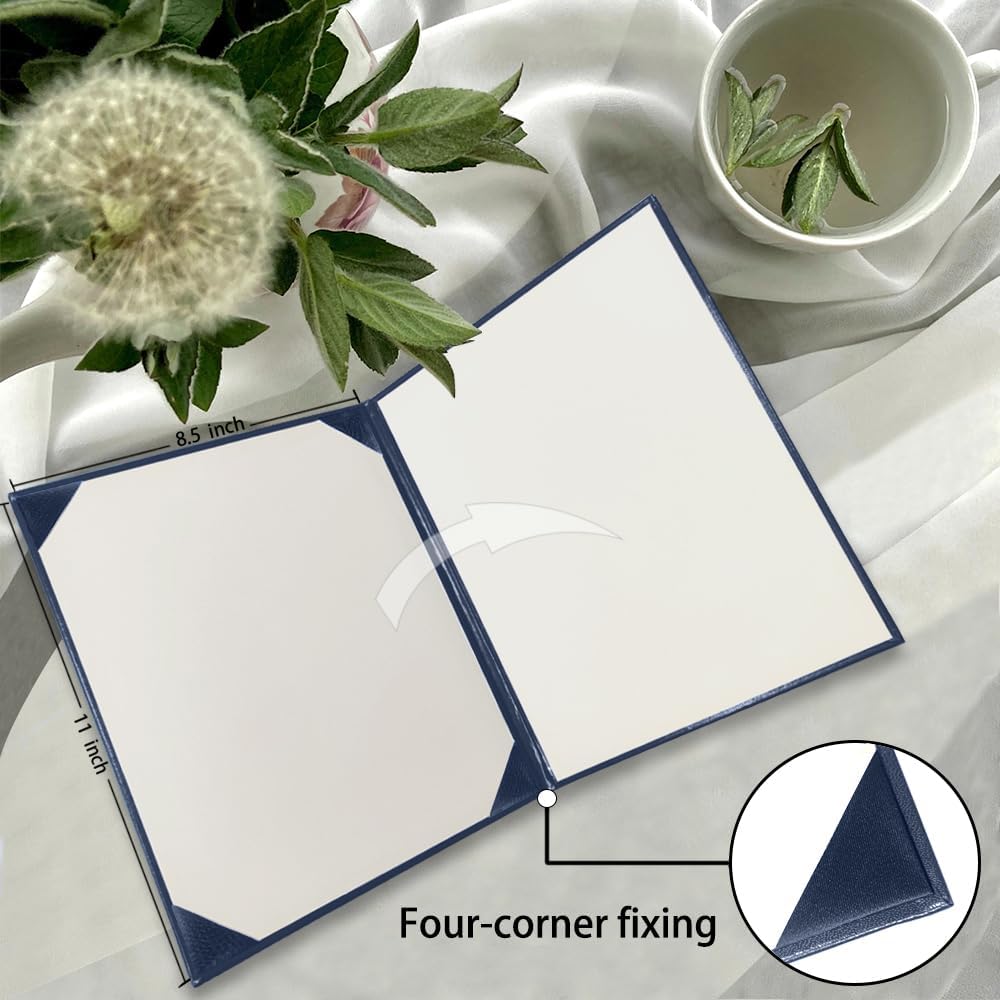 Certificate Holders 8.5"x11" Graduation Diploma Cover Document Leather Folders,Navy Blue-5 Pack
