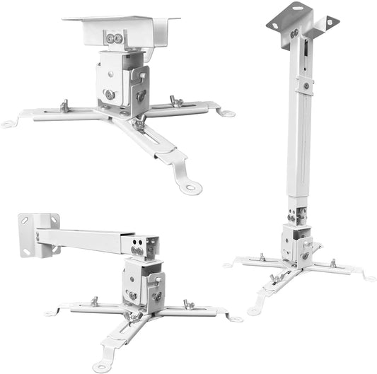 Projector Mount Wall or Ceiling Projection Mount Bracket with Adjustable Height and Extendable Arms Mounts for Home and Office Projector