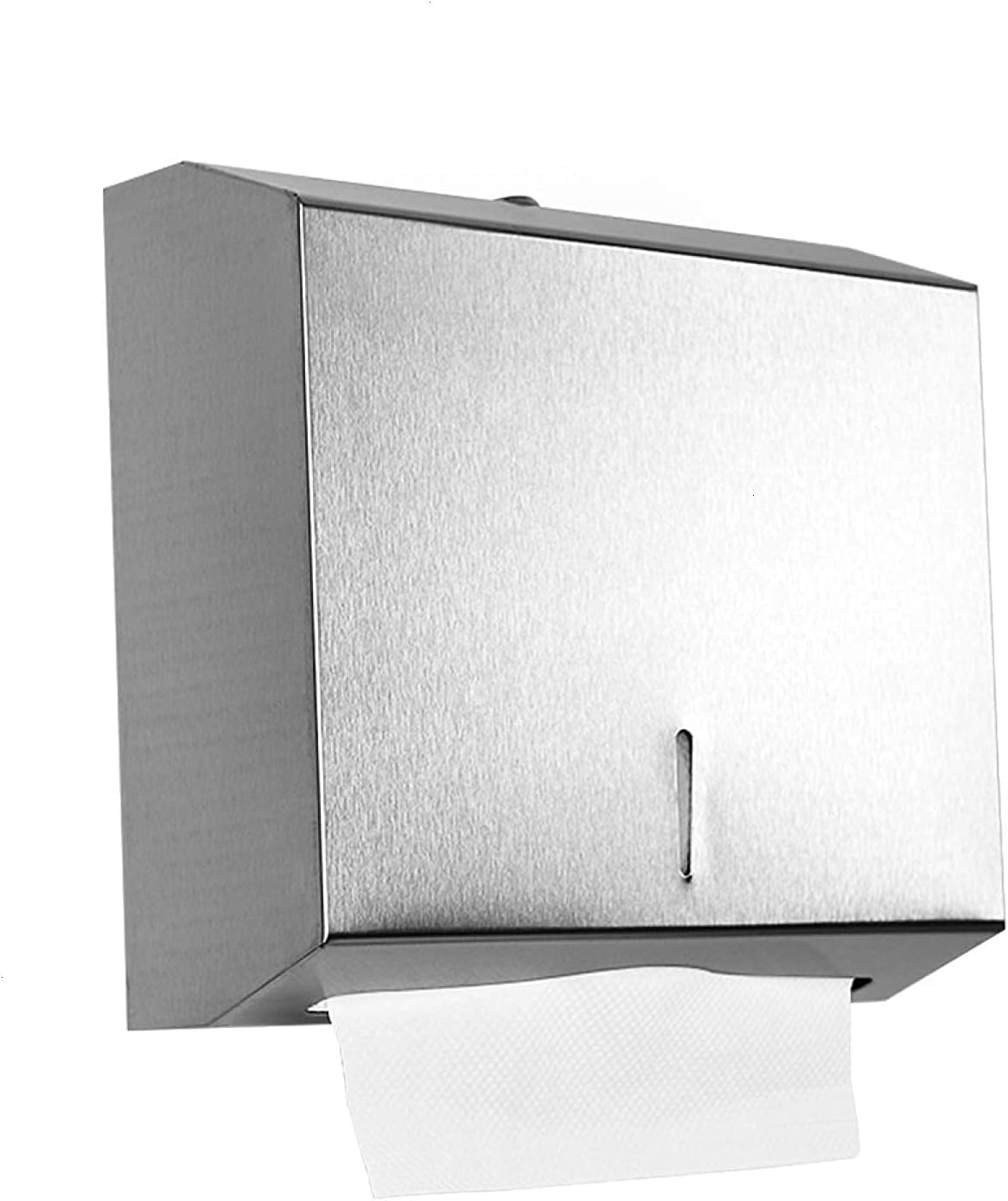 Wall-Mounted Comercial Paper Towel Dispenser, Brushed Stainless Steel Bathroom Hand Towel Dispenser with Lock Design, Large Capacity 250 C-Fold 300 Multi-Fold Capacity