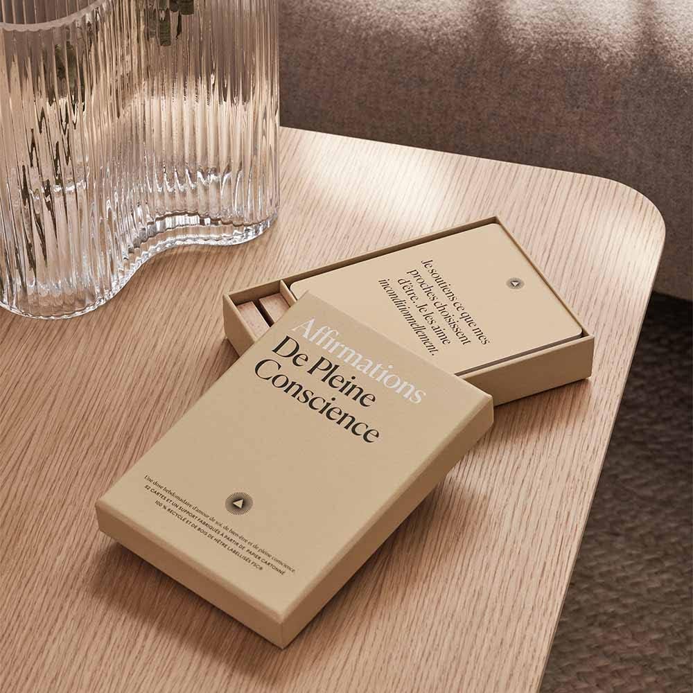 Intelligent Change French Mindful Affirmation Cards, Daily Words of Encouragement Cards, Self Affirmation Inspirational Gifts, Self Care Box of Positive Affirmations, Display Stand, Deck of 52