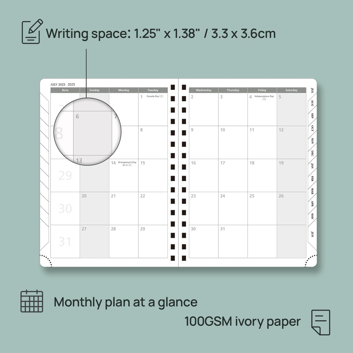 POPRUN Academic Planner 2025-2026 (July 2025-June 2026), Daily Weekly and Monthly Appointment Book (Wirebound Hard Cover - 6.25'' x 8.5'') with Hourly Time Slots, Tabs, 100 GSM - Violet
