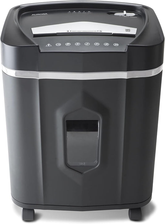 Aurora High-Security 12-Sheet Micro-Cut Paper/CD and Credit Card Shredder with 5 Gallon Pullout Basket / 60 Mins Running Time/Security Level P-4
