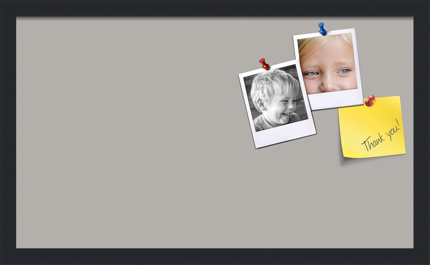 PinPix 24x14 Inch Cork Bulletin Board. This Decorative Framed Pin Board Comes with Dark Stone Design and a Satin Black Frame. Ideal for Home Office Decor or Message Board (PinPix-1808)