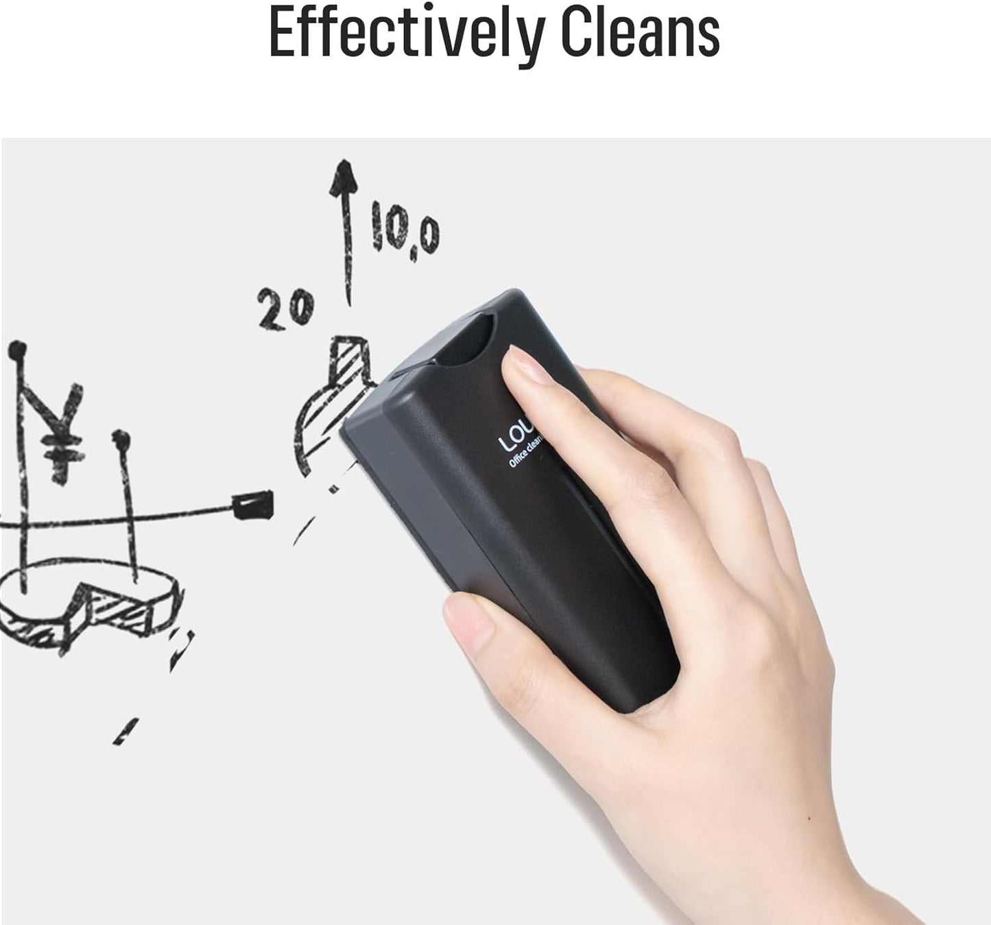 loukin All-in-One Magnetic Dry Erase Eraser, Patent Whiteboard Eraser with Whiteboard Cleaner, Ideal for Classroom, Home and Office Use, 2 Markers Included