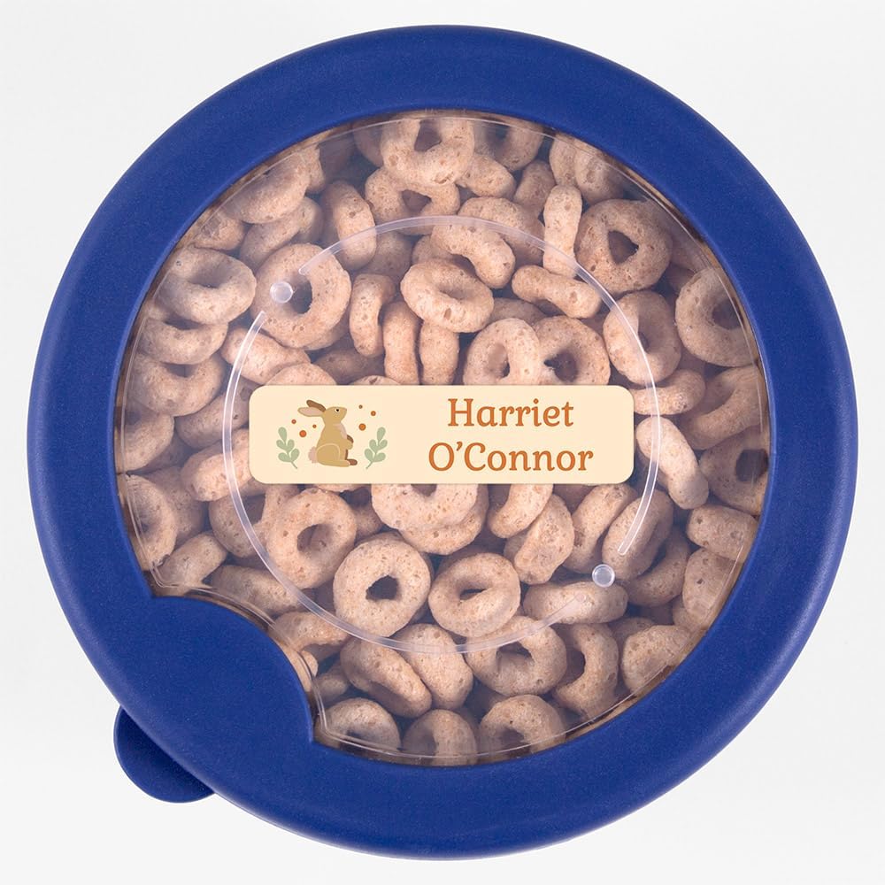 Name Bubbles - Custom Small Rectangle Name Labels for Kids (64 Labels) - Personalized Waterproof Name Stickers for Daycare, Lunch Boxes, Water Bottles, Shoes, School Supplies, & Camp (Bunny)