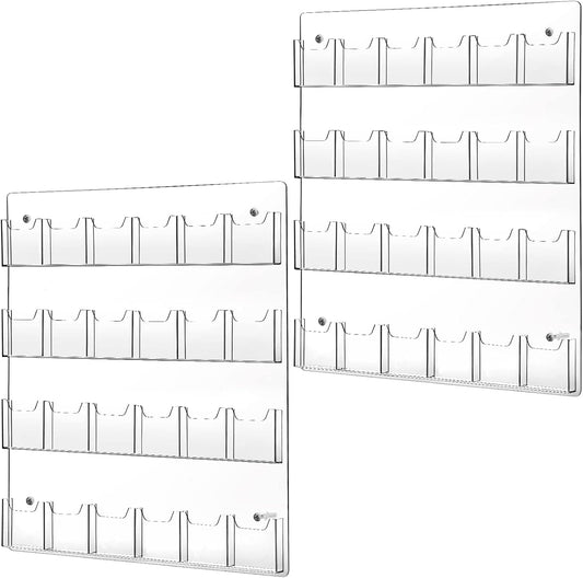 Weysat Acrylic Brochure Pamphlet Holder Brochure Display Stand Business Tri Fold Multi Slot Holder Rack Wall Mount Clear Pocket Space Saver for Flyer Literature Menu Advertise(2 Pieces)