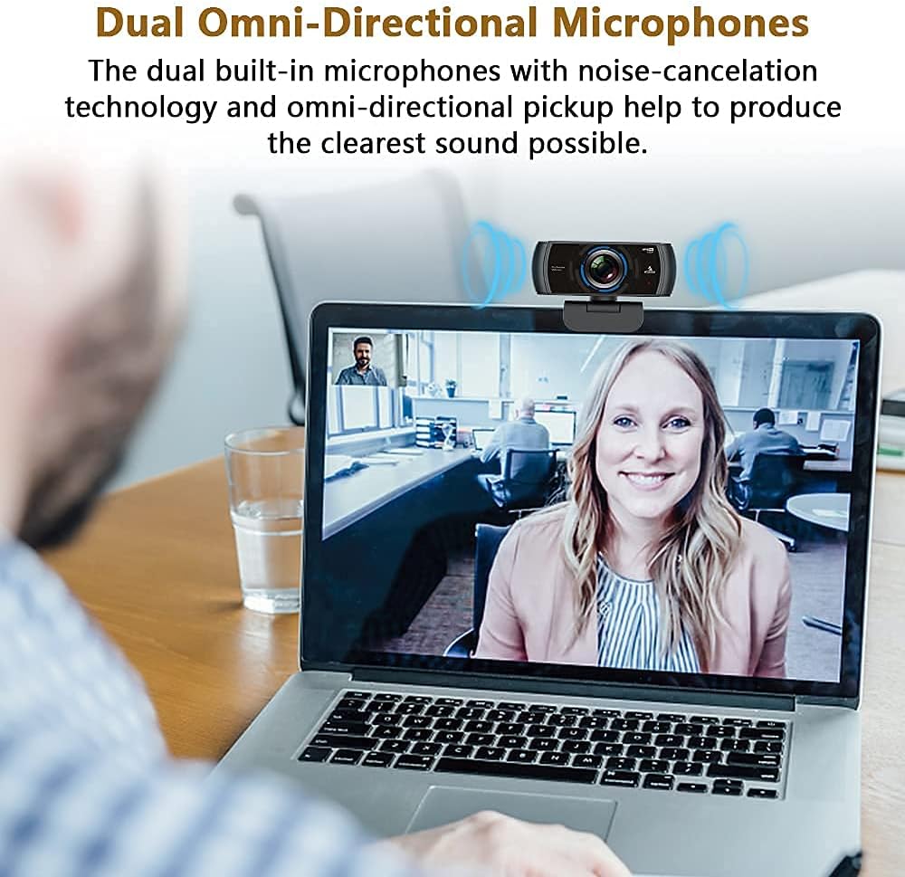 NexiGo N980P 1080P 60FPS Webcam with Microphone and Software Control, USB Computer Camera, Built-in Dual Noise Reduction Mics, 120° Wide-Angle for Zoom/Skype/FaceTime/Teams, PC Mac Laptop Desktop