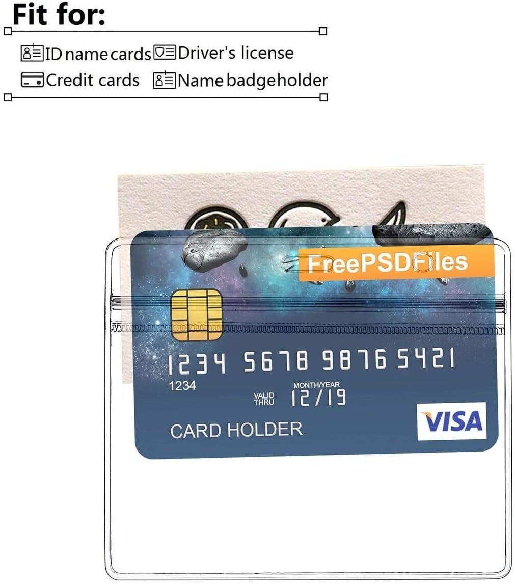 Clear Plastic Horizontal Name Tag Holder and Metal Badge Clip with Vinyl Straps Waterproof PVC ID Card Holders (100 Pack, Horizontal Large 3x4)