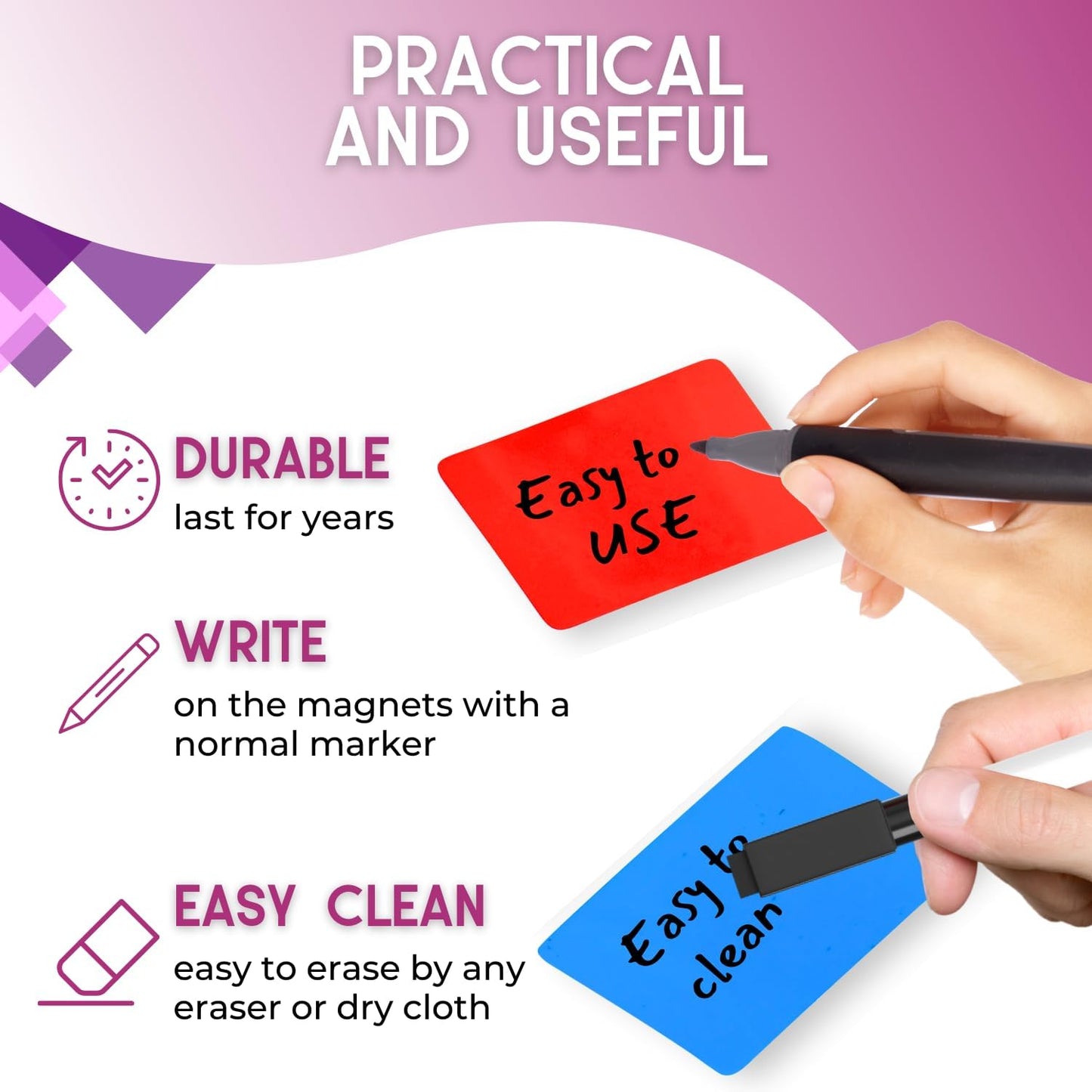 Availey 40 Pieces (3 x 2") - Full Colored Magnetic Dry Erase Labels - Reusable Strips for Classroom Home Office Garage Refrigerator Blank Writable Erasable Cards Name Tags Students Locker Shelf