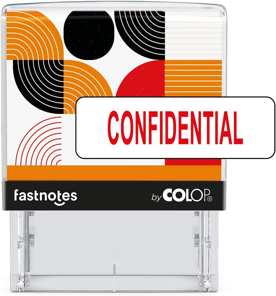 Fastnotes Confidential Self-Inking Rubber Stamp by COLOP - Great for Office Documents, Notary, Warehouse, Accounting Paperwork, Business, and Legal Documentation - Red Ink (Confidential- Red)