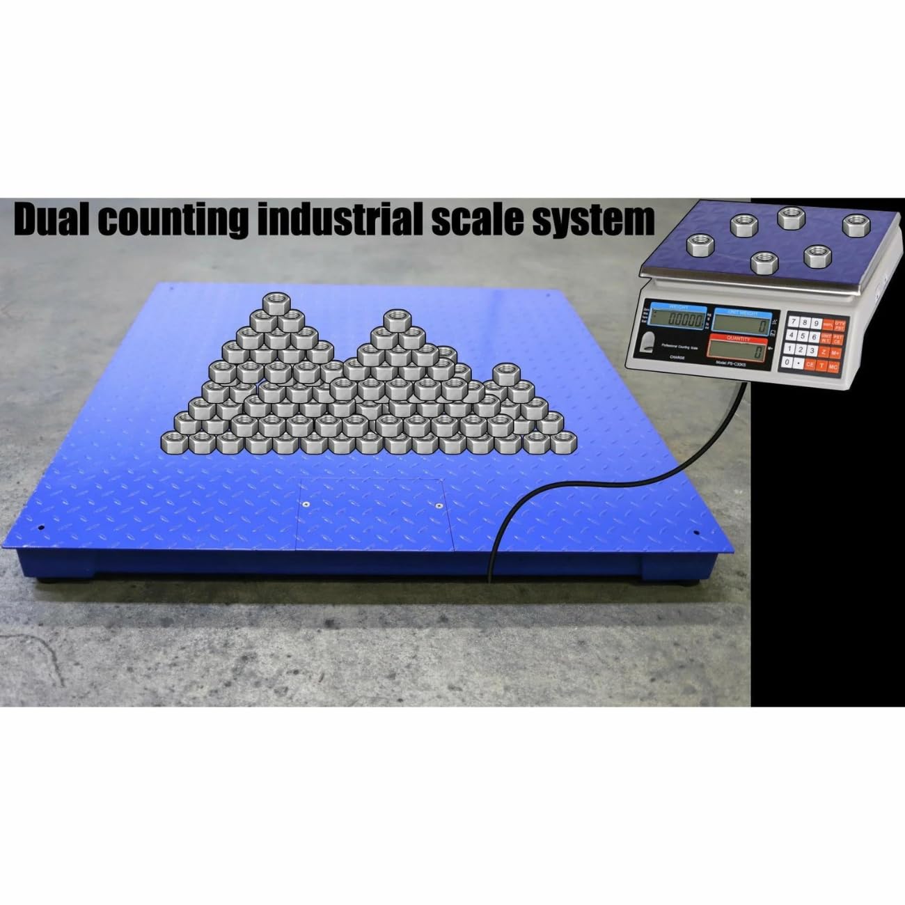 Liberty Scales LS-700-DC Dual Counting Smart Weighing Scale Systems, Size 72" x 72" (6' x 6') - C-Scale (33 lb x .001 lb) / Floor Scale 5000 lb x 1 lb