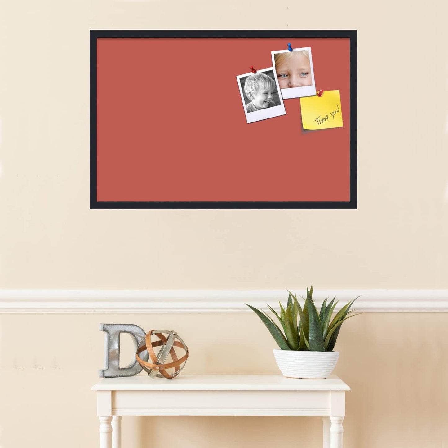 PinPix 34x22 Inch Cork Bulletin Board. This Decorative Framed Pin Board Comes with Crimson Pastel Design and a Satin Black Frame. Ideal for Home Office Decor or Message Board (PinPix-1807)