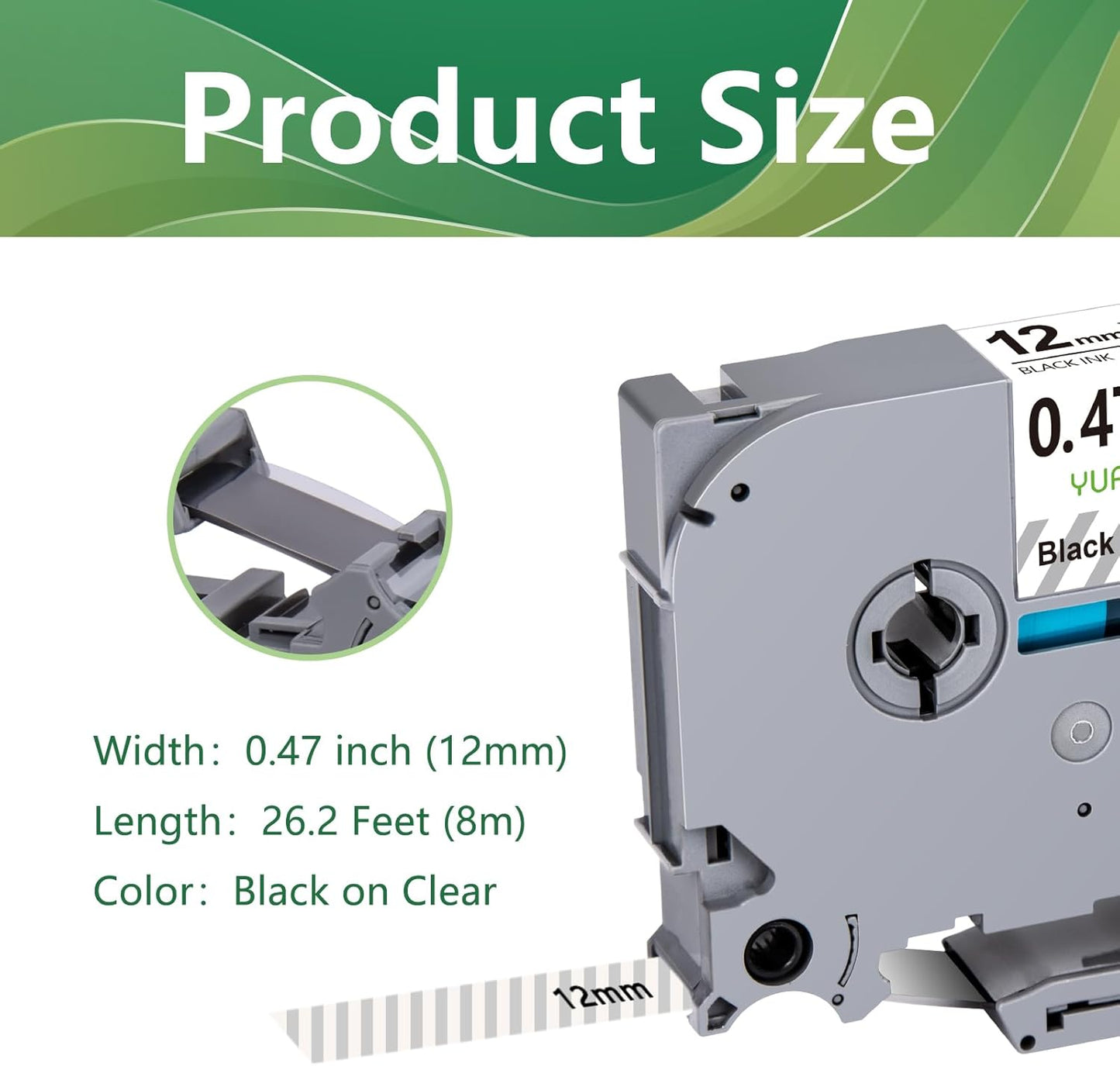 TZe TZ Tape 12mm 0.47 Laminated Clear Compatible for Brother P Touch Label Tape TZe-131 TZe131 TZ-131 TZ131 Replacement for Brother P Touch Lable Maker 12mm Clear for PTH110 PTD200 PTD210, 5 Pack