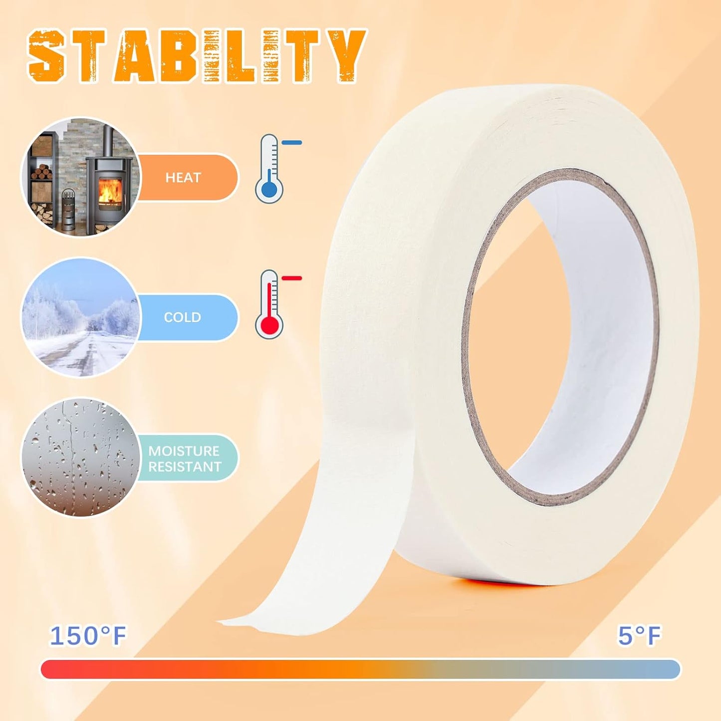 Masking Tape Bulk 1 Inch 20 Packs - White Beige Masking Tapes for General Purpose, Craft, Art, Home, Office, School, 1 Inch x 55 Yards x 20 Rolls