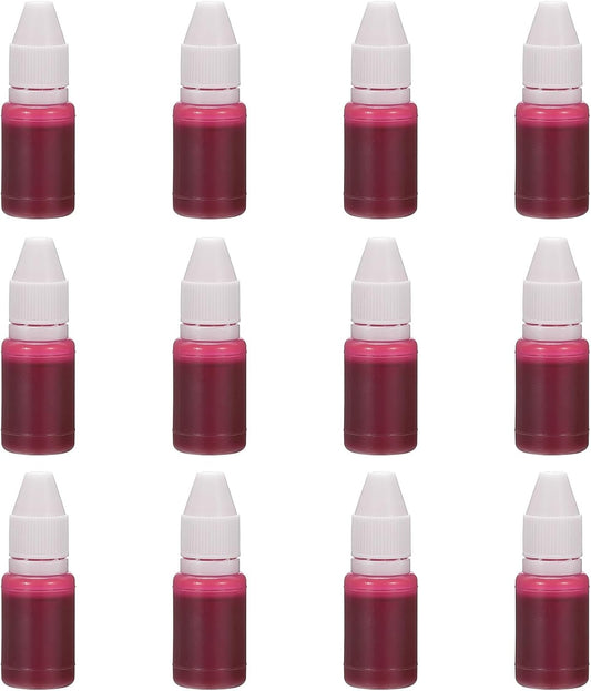 PATIKIL 0.33oz Refill Ink for Stamps and Ink Pads, 12Pcs 10ml Stamp Pad Ink Refill for Office Stamp Self Inking Stamp Date Stamp Scrapbooking, Rose Red
