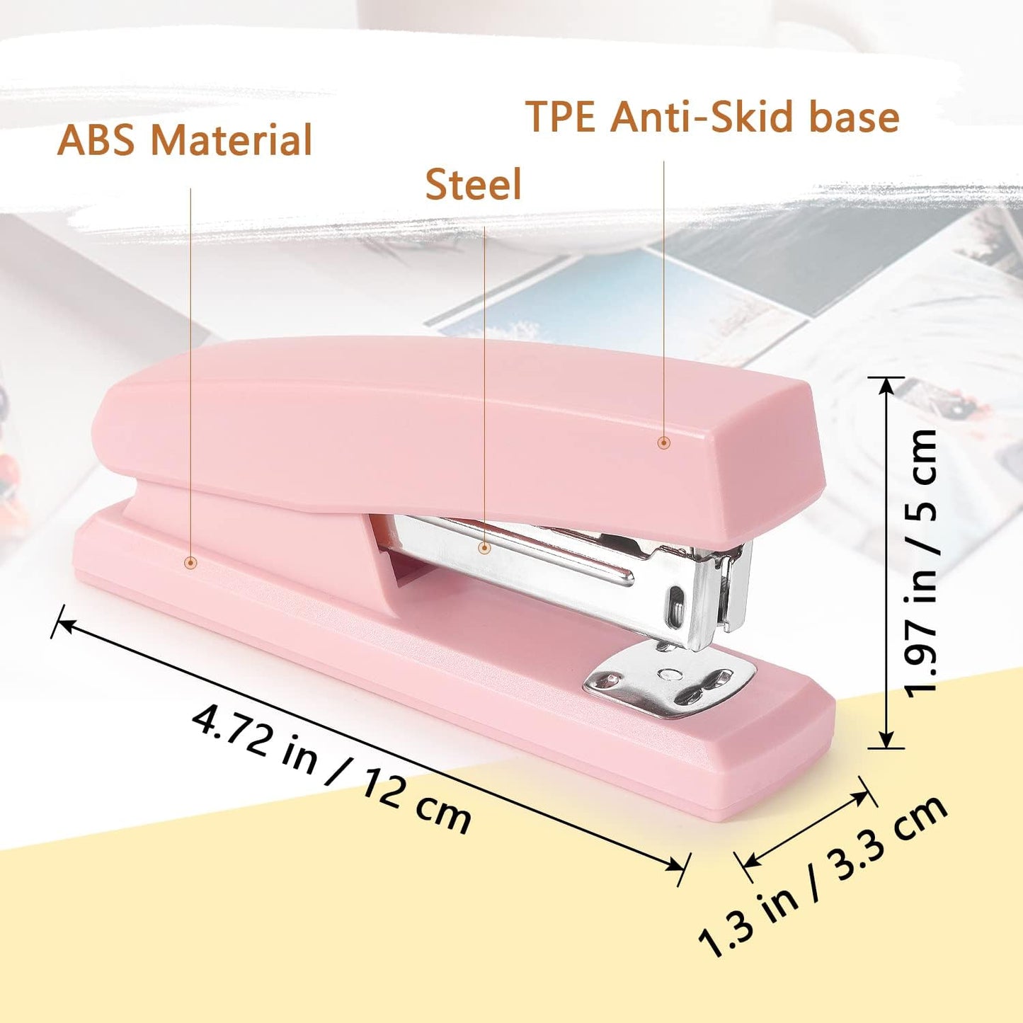 Tamaki Stapler, Office Stapler, Small Staplers for Desk, Pink