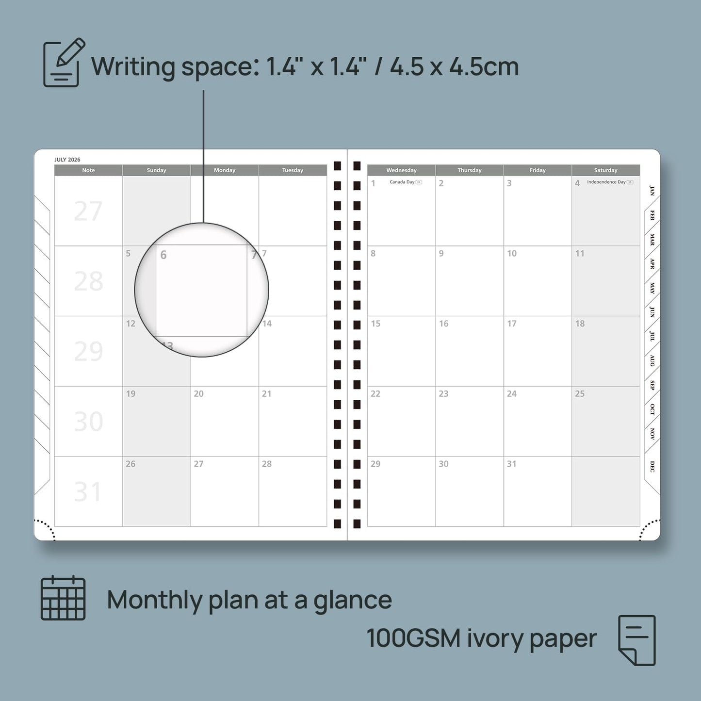 POPRUN 2026 Planner (Large Size 10'' x 8'' Wire-Bound Hard Cover) Daily Weekly and Monthly Calendar - Agenda 2026 (Jan.2026-Dec.2026) with Hourly Schedule, Monthly Tabs - Light Pink