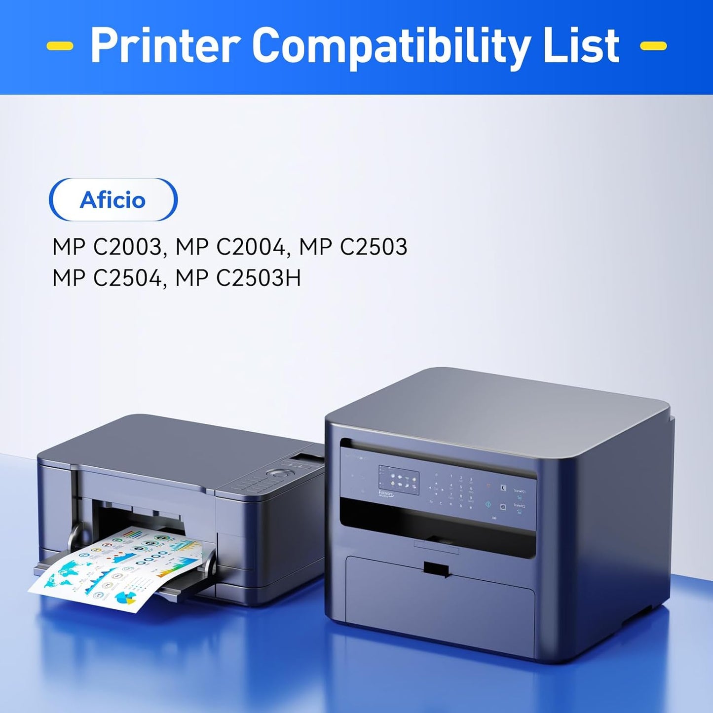 MP C2003 C2503 High Yield Toner Cartridge Set 4-Pack Black Cyan Magenta Yellow Replacement for Ricoh 841918 841921 841920 841919 Toner Aficio C2003 C2503 C2004 C2504 C2004ex C2504ex Laser Printer Ink