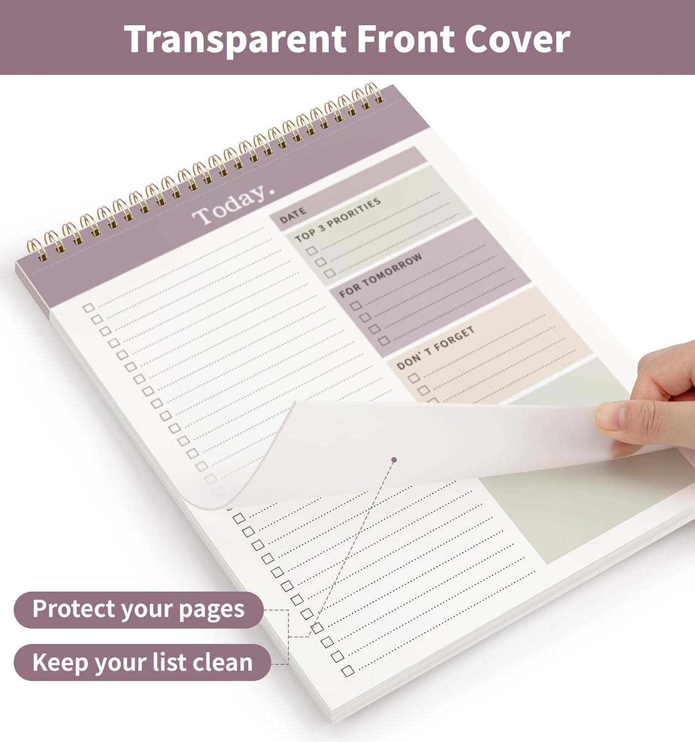 To Do List Notepad, 52 Undated Sheets （8.5"×11"）Duplex-printed Daily Planner For Work Home School Office Desk Accessories Supplies & Goal Setting Tasks- Purple