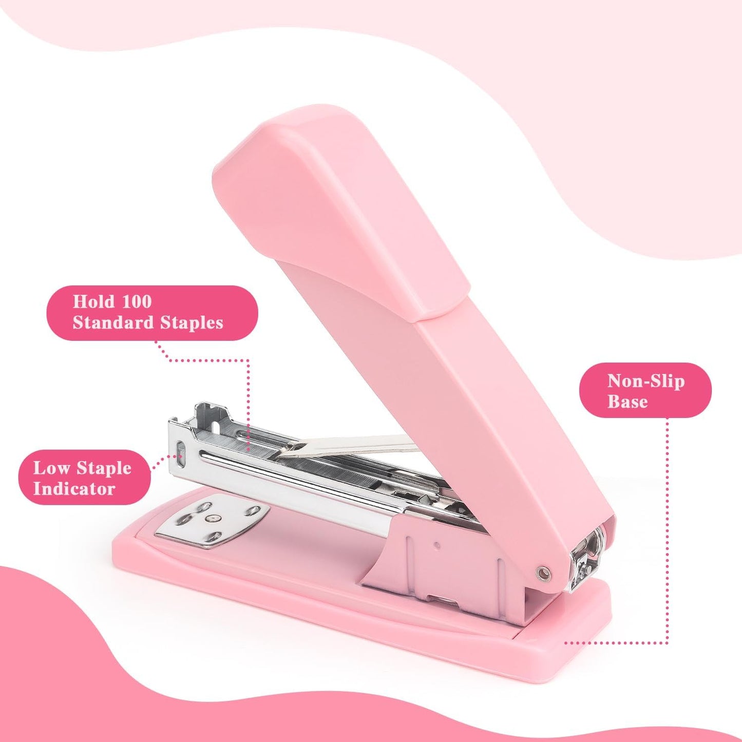 Tamaki Stapler, Office Stapler, Staplers for Desk(Pink)