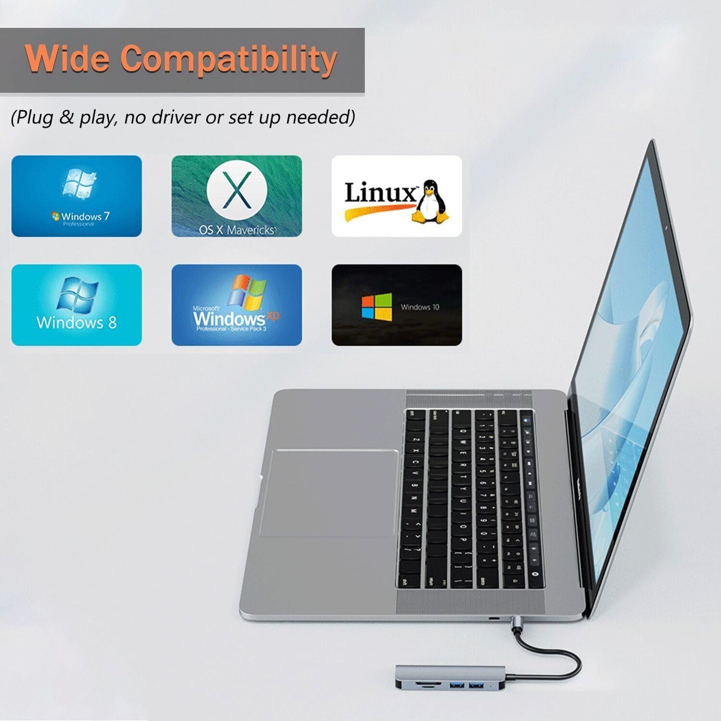 VIENON 5 in 1 Aluminum USB-C Hub with Memory Card Reader and 3 USB 3.0 Ports, for PC, Laptops, MacBook Pro/Air, iMac Pro, Surface and Tablet