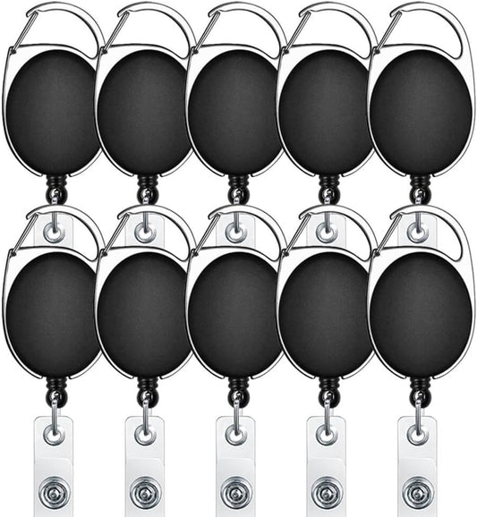 selizo 10pcs Retractable Badge Holders Retractable ID Badge Clips Badge Reels Retractable with Carabiner Reel Clip