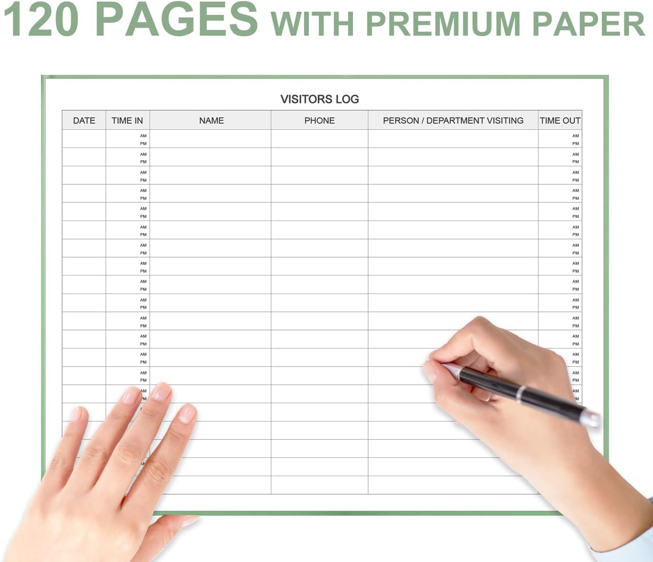 Visitors Register Book - Visitor Log Book with 120 Pages, 9" X 7", Green Hardbound Cover, Wedding Reception and Events Reception Supplies