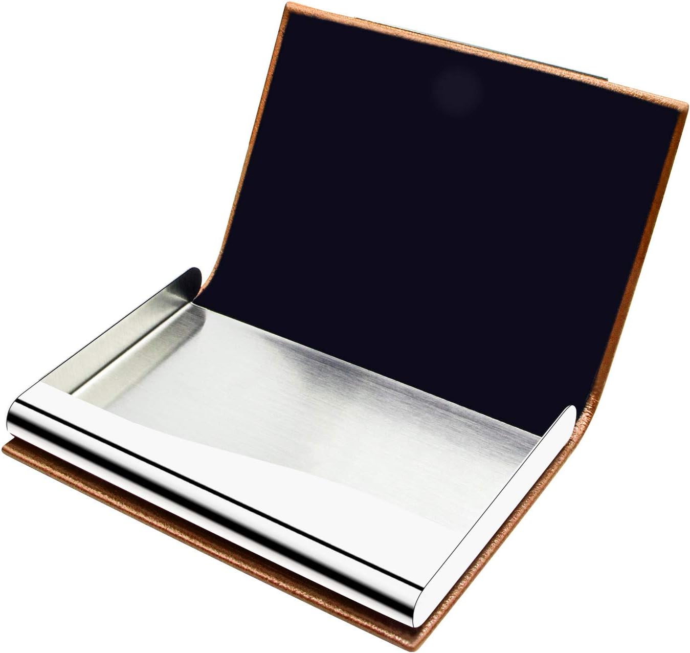 Padike Business Card Holder, Business Card Case Professional PU Leather & Stainless Steel Multi Card Case,Business Card Holder Wallet Credit Card ID Case/Holder for Men & Women. (V-Brown)