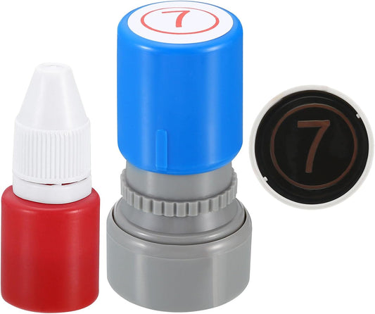 PATIKIL Number Stamps Self Inking, Numeral 7 Number Stamp Teacher Stamp Initial Stamp Ink Stamp for Class Notebook Scrapbooking DIY Craft Style 2, Red Ink