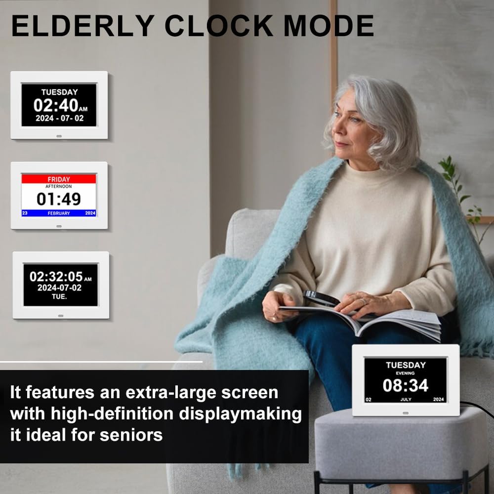 New Digital Weather Clock with Temperature Humdity Alarm Clock (7inch / White)